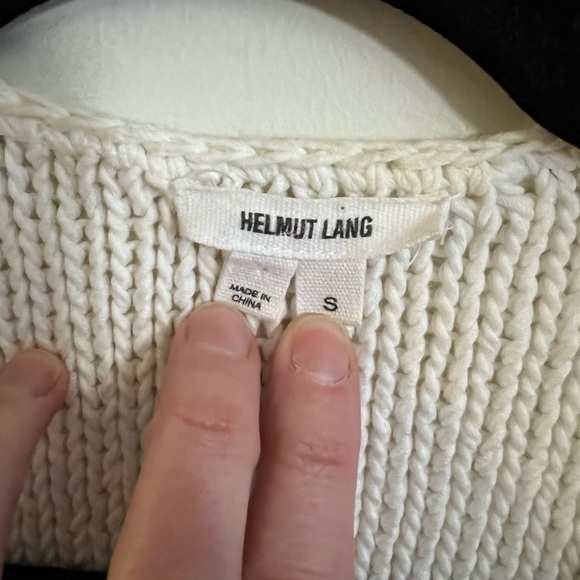 Helmut Lang Deep V Fisherman Knit Dropped Shoulder Cotton Blend Sweater Small - Picture 10 of 11